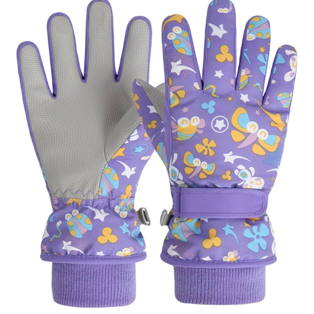 Purple and Yellow Patterned Gloves